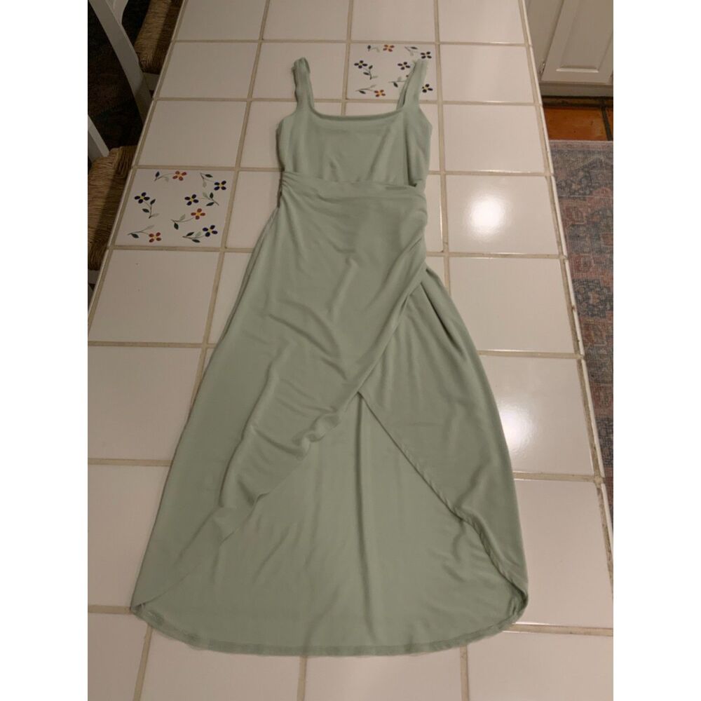 Wilfred Aritzia Sage Green Wrap Maxi Dress Tie Waist Size Small